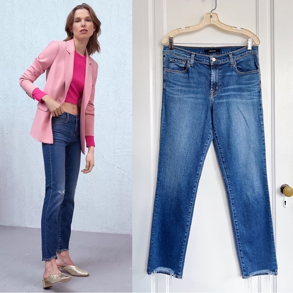 J Brand • Maude Mid-Rise Cigarette Jeans skinny ankle frayed raw hem